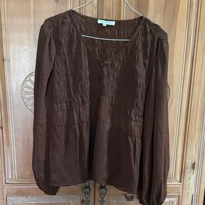 Rose + Olive Chocolate Brown Blouse